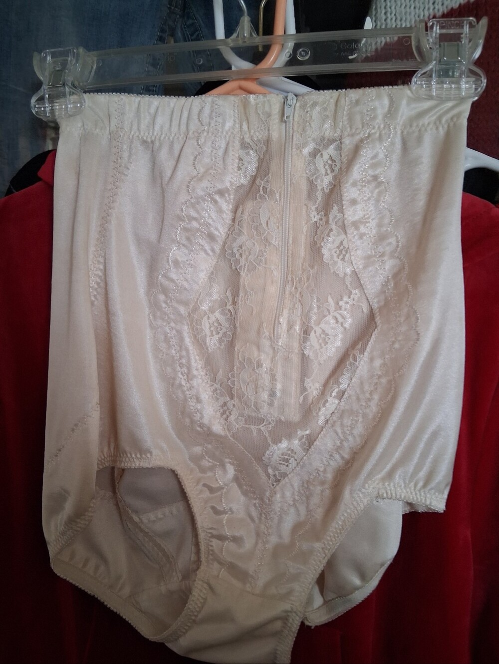 High-Waist Lace Control Briefs - Cream